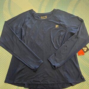 Fila Training Women's Navy Blue Long Sleeve Athletic Breathable Shirt Size XXL
